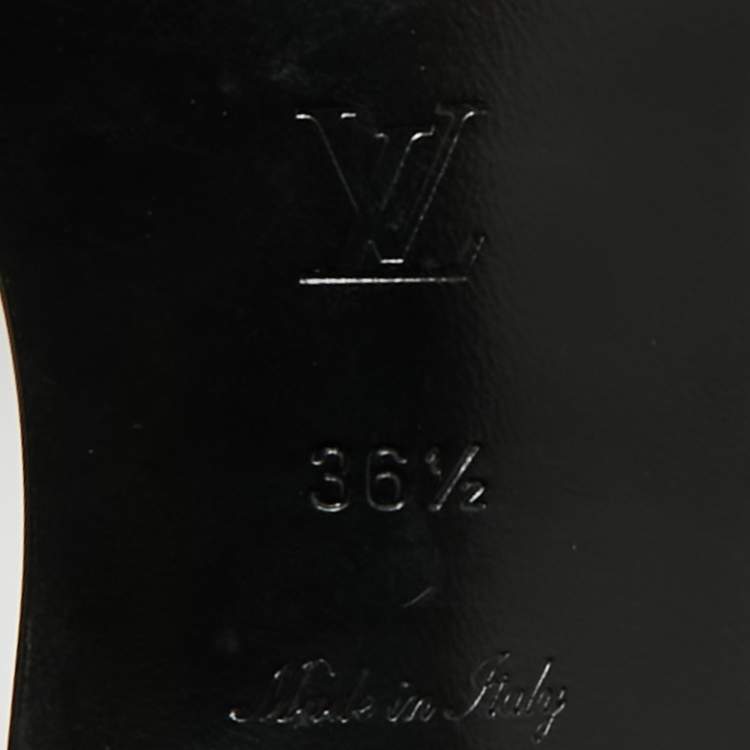 Pre Owned Louis Vuitton Black Leather Lock It Slide Sandals Size 36.5