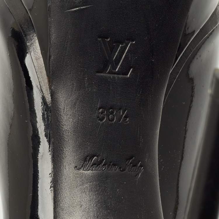 Pre Owned Louis Vuitton Black Patent Leather Oh Really! Platform Peep Toe Pumps Size 38.5