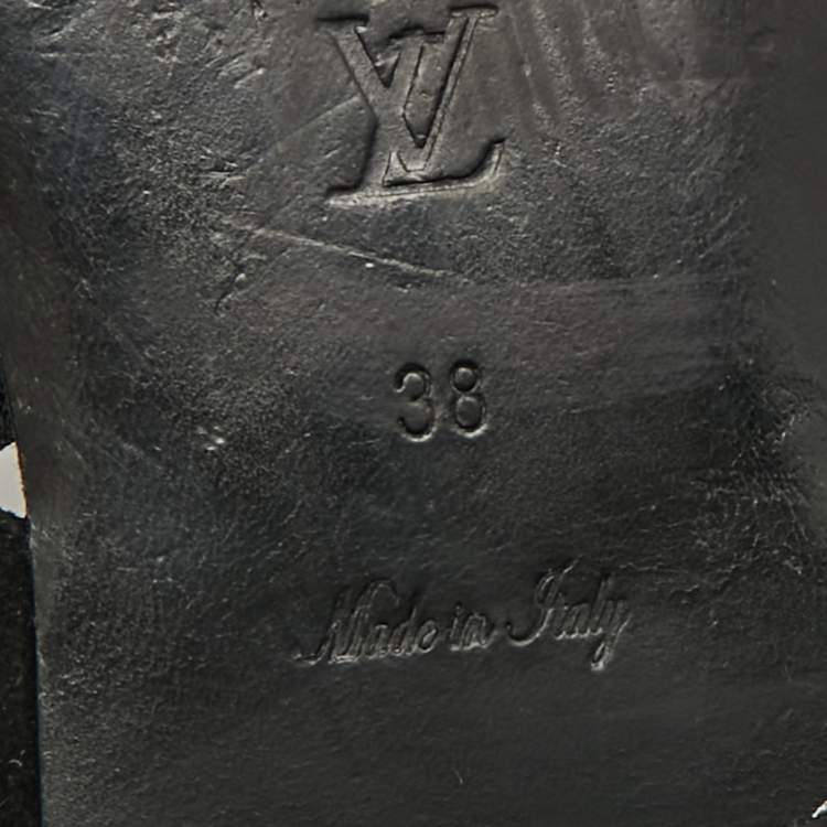 Pre Owned Louis Vuitton Size 38 Black Suede Thong Flat Sandals