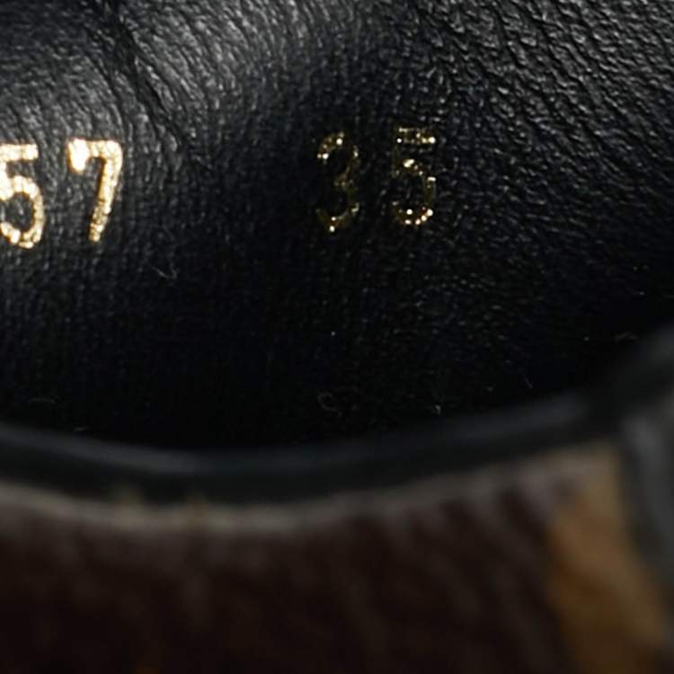 Pre Owned Louis Vuitton Frontrow Size 35 Brown Coated Canvas and Patent Leather Low Top Sneakers