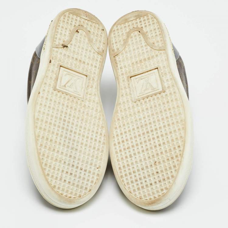 Pre Owned Louis Vuitton Frontrow Size 35 Brown Coated Canvas and Patent Leather Low Top Sneakers