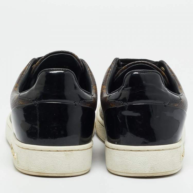 Pre Owned Louis Vuitton Frontrow Size 35 Brown Coated Canvas and Patent Leather Low Top Sneakers