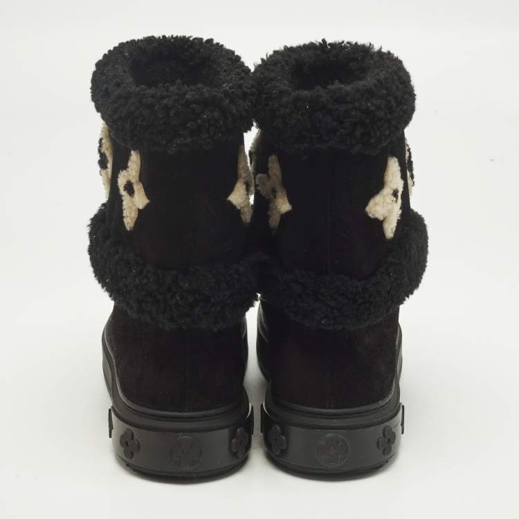 Pre Owned Louis Vuitton Snowdrop Size 39 Black Suede Snow Boots