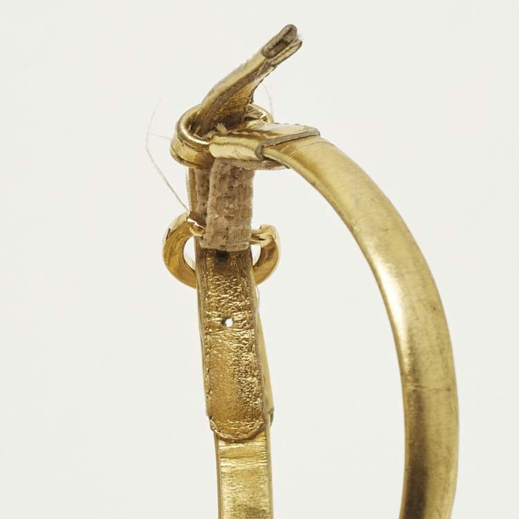 Pre Owned Louis Vuitton Size 40 Gold Leather Wedge Sandals