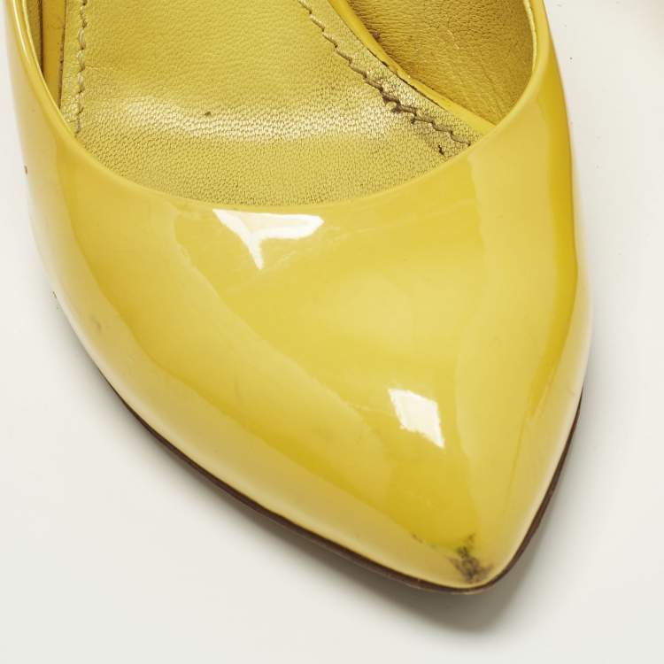 Pre Owned Louis Vuitton Oh Really! Size 37 Yellow Patent Leather Pumps