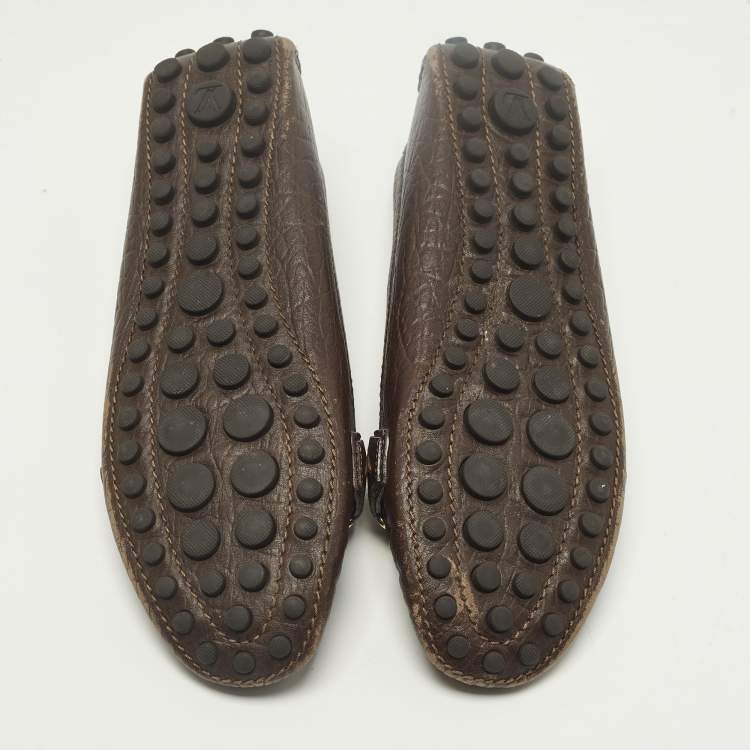 Pre Owned Louis Vuitton Oxford Size 37.5 Dark Brown Leather Loafers