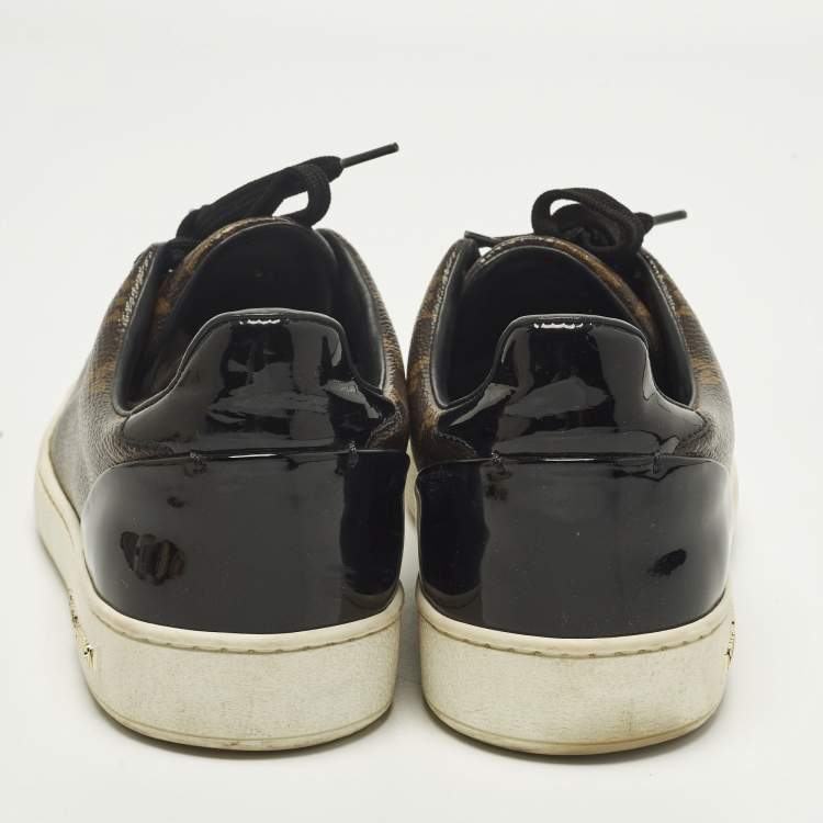 Pre Owned Louis Vuitton Frontrow Size 39 Brown Monogram Coated Canvas and Patent Low Top Sneakers