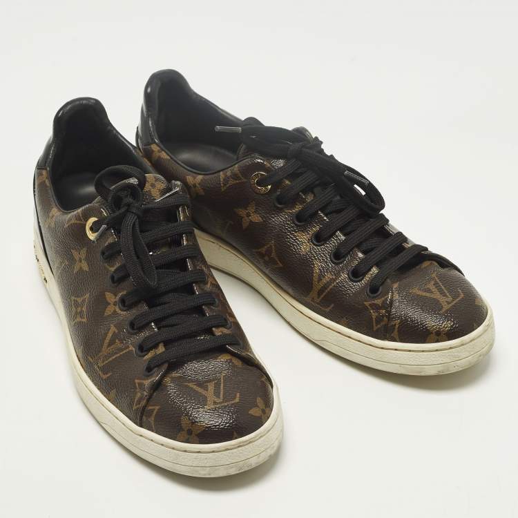 Pre Owned Louis Vuitton Frontrow Size 39 Brown Monogram Coated Canvas and Patent Low Top Sneakers