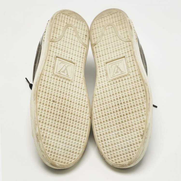 Pre Owned Louis Vuitton Frontrow Size 39 Brown Monogram Coated Canvas and Patent Low Top Sneakers