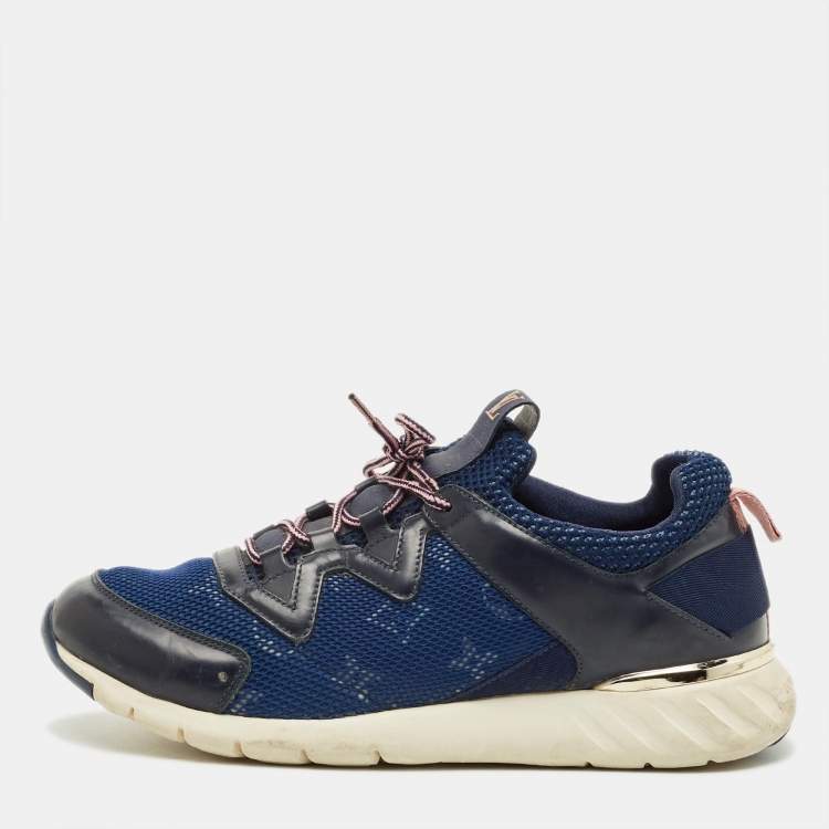 مملوكة مسبقًا Louis Vuitton Run Away Size 39 Blue/Black Leather and Monogram Mesh Low Top Sneakers