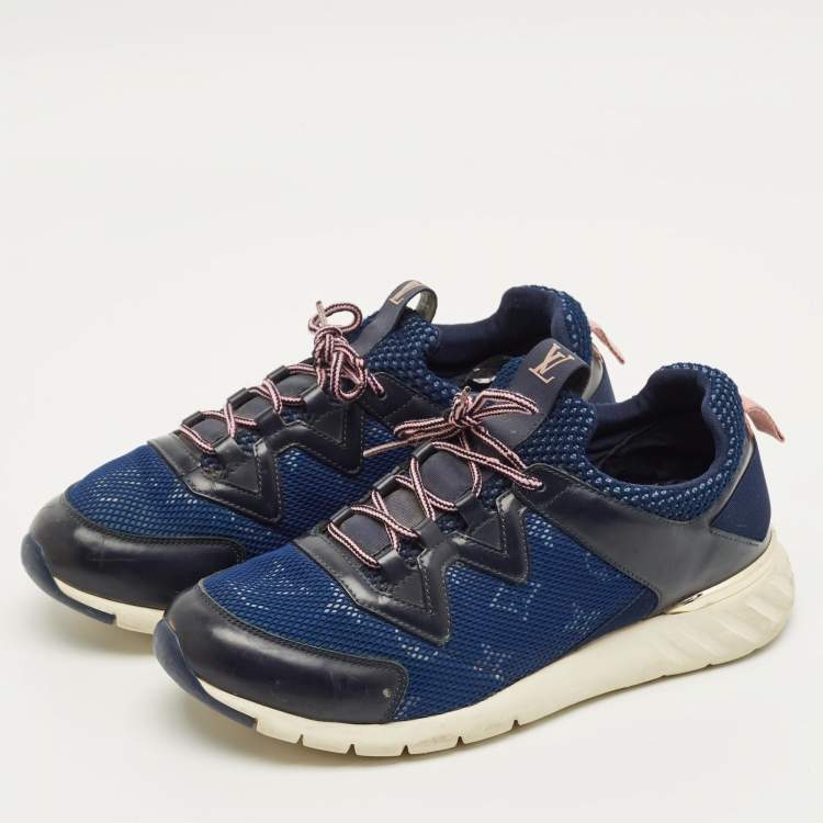 مملوكة مسبقًا Louis Vuitton Run Away Size 39 Blue/Black Leather and Monogram Mesh Low Top Sneakers