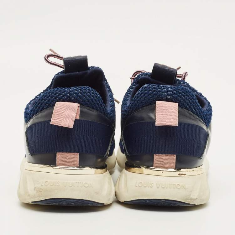 مملوكة مسبقًا Louis Vuitton Run Away Size 39 Blue/Black Leather and Monogram Mesh Low Top Sneakers