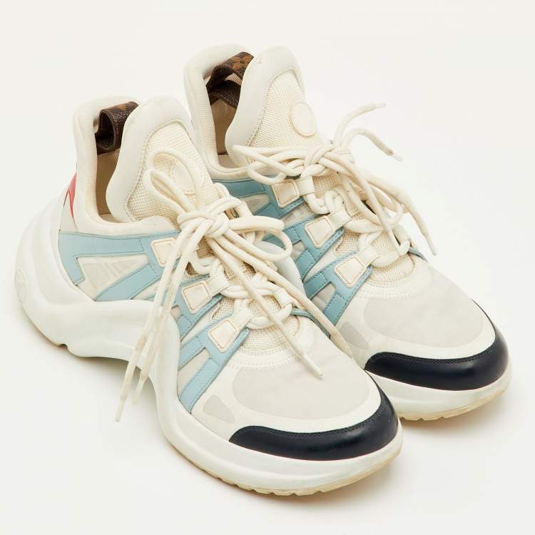 Pre Owned Louis Vuitton Archlight Size 40 Multicolor Fabric and Leather Lace Up Sneakers