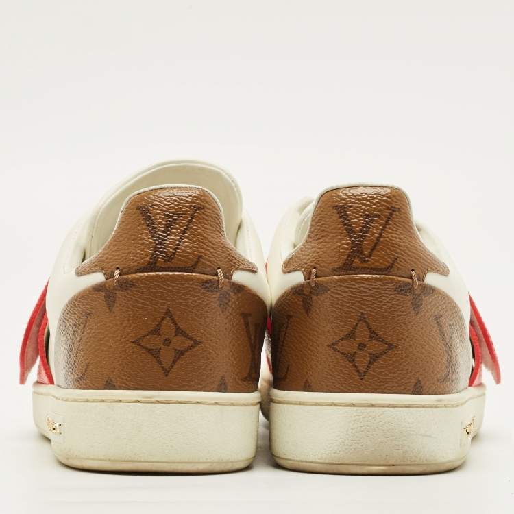 Pre Owned Louis Vuitton Kyoto Size 37 White Leather and Monogram Reverse Canvas Sneakers