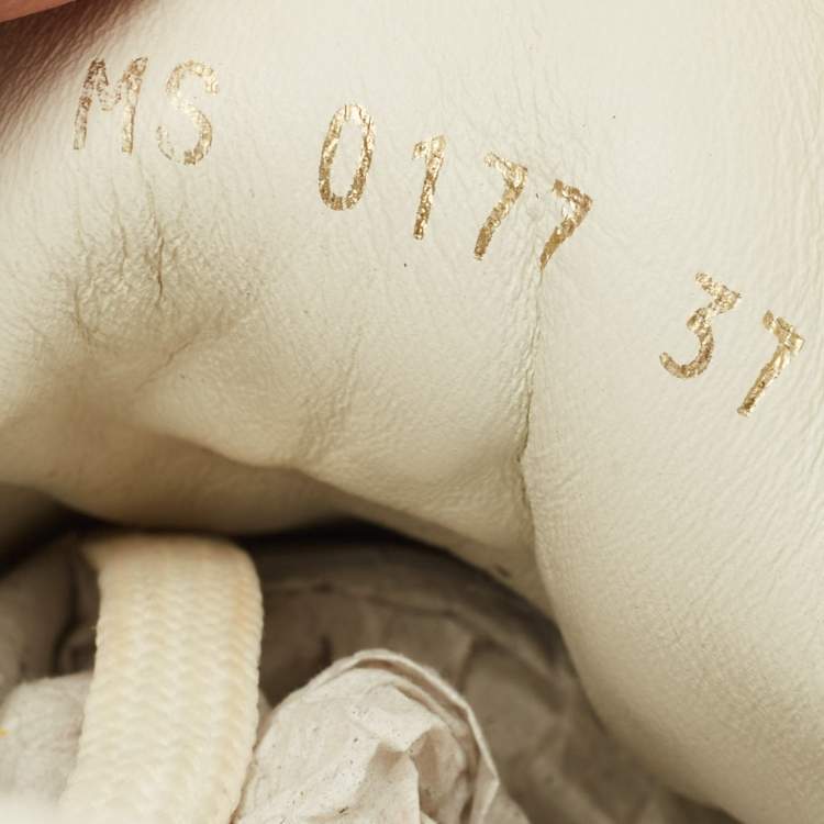 Pre Owned Louis Vuitton Kyoto Size 37 White Leather and Monogram Reverse Canvas Sneakers