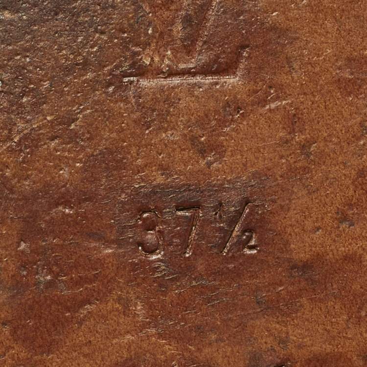 Pre Owned Louis Vuitton Lock It Size 37.5 Brown Mink Fur Flat Sandals