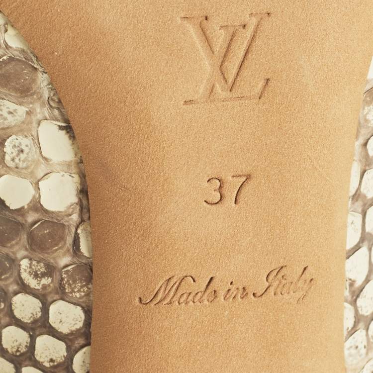 Pre Owned Louis Vuitton Eyeline Size 37 Brown Snakeskin Leather Pumps