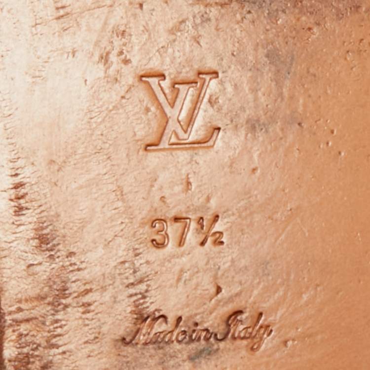 Pre Owned Louis Vuitton Size 37.5 Blue Monogram Coated Canvas Slingback 