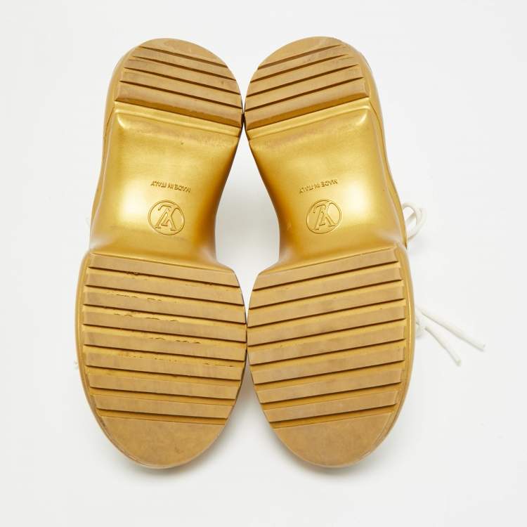 Pre Owned Louis Vuitton Archlight Size 39 White/Gold Leather and Mesh High Top Sneakers