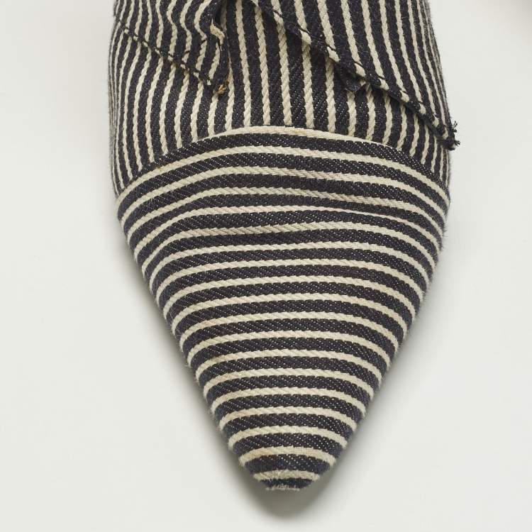 Pre Owned Louis Vuitton Size 37.5 Black/White Canvas Ankle Length Boots