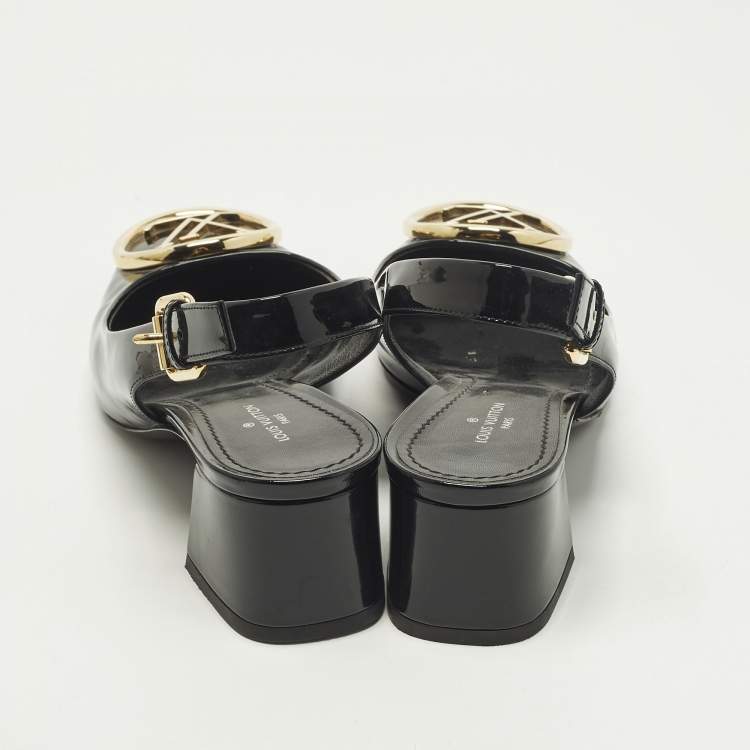Pre Owned Louis Vuitton Madeleine Size 36 Black Patent Leather Slingback Pumps