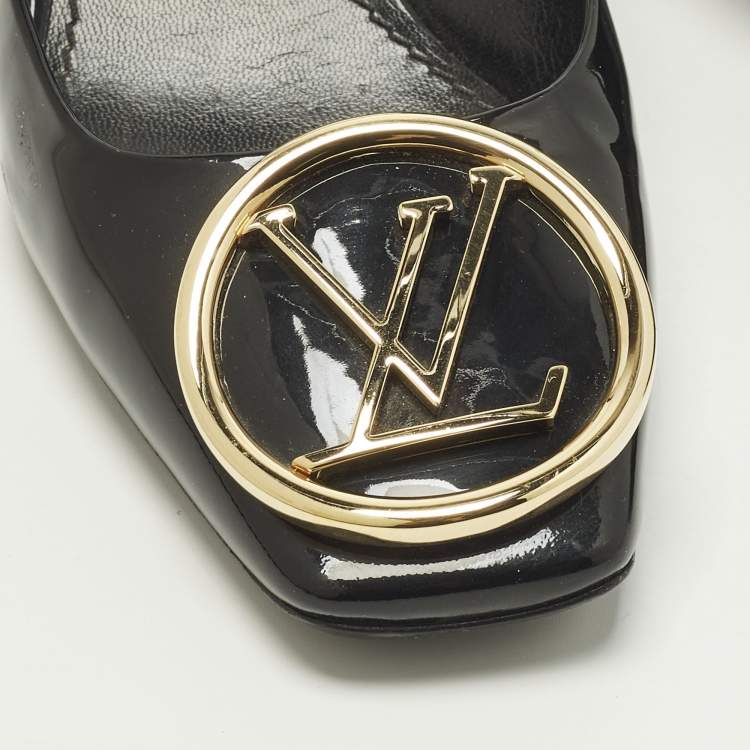 Pre Owned Louis Vuitton Madeleine Size 36 Black Patent Leather Slingback Pumps
