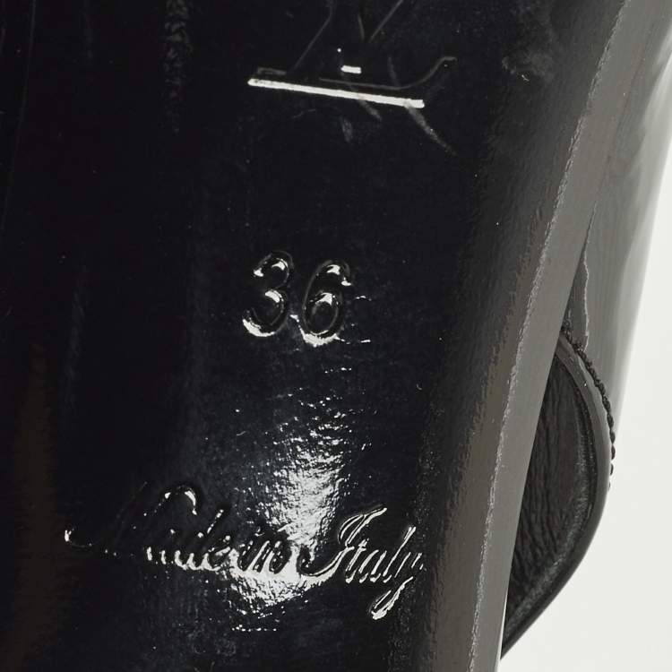 Pre Owned Louis Vuitton Madeleine Size 36 Black Patent Leather Slingback Pumps