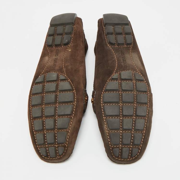 Pre Owned Louis Vuitton Monte Carlo Size 38 Brown Suede Loafers
