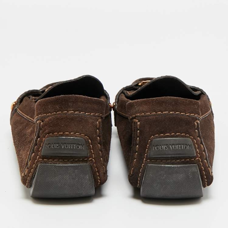 Pre Owned Louis Vuitton Monte Carlo Size 38 Brown Suede Loafers
