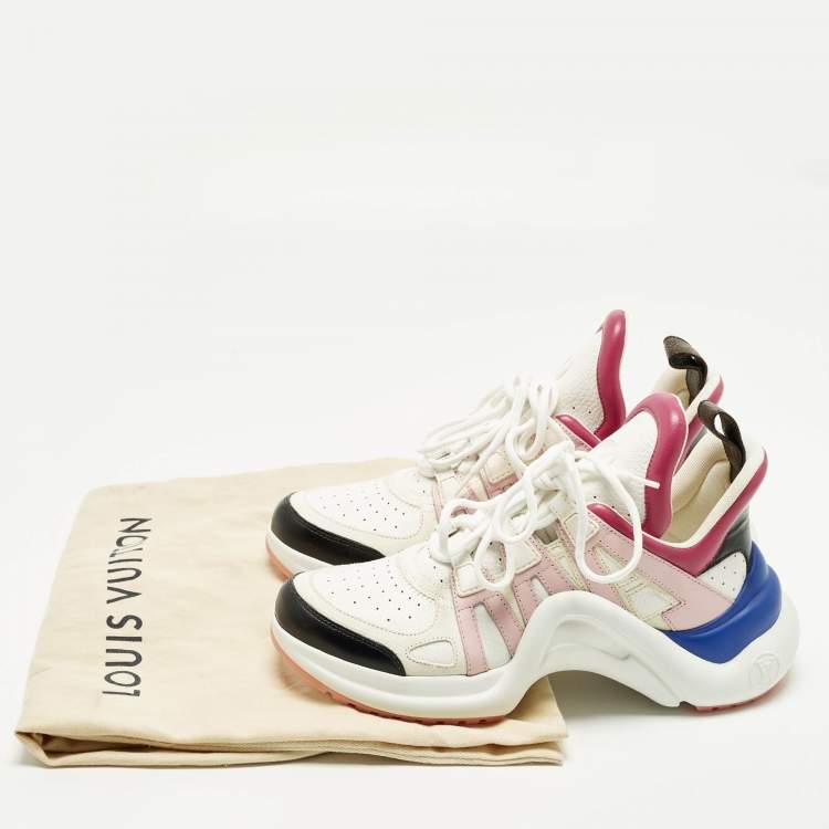 Pre Owned Louis Vuitton LV Archlight Size 38.5 Multicolor Leather and Suede Low Top Sneakers