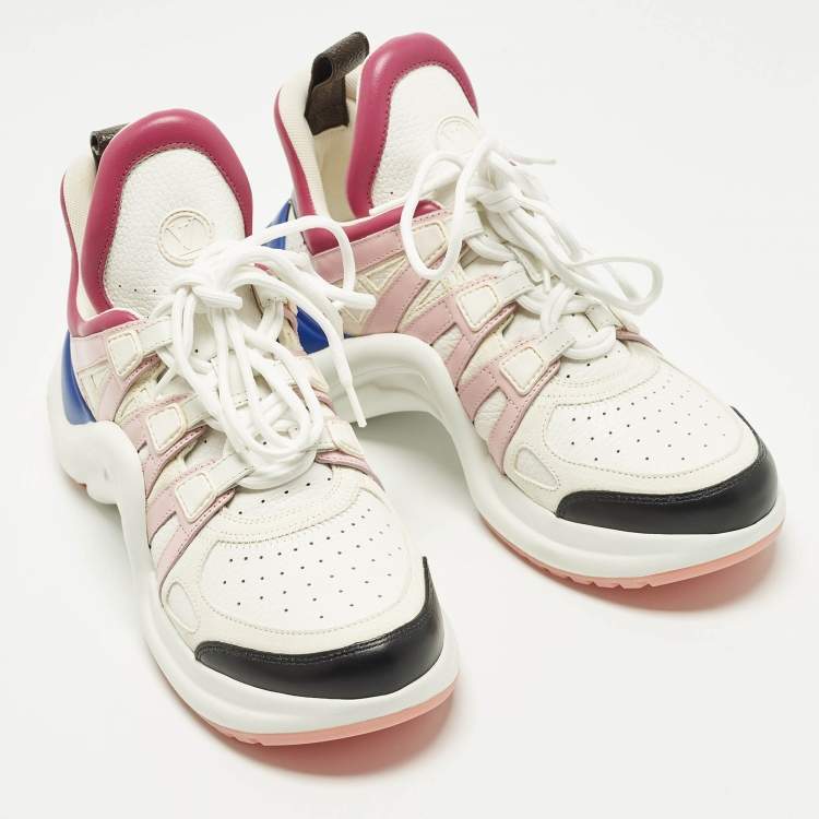 Pre Owned Louis Vuitton LV Archlight Size 38.5 Multicolor Leather and Suede Low Top Sneakers
