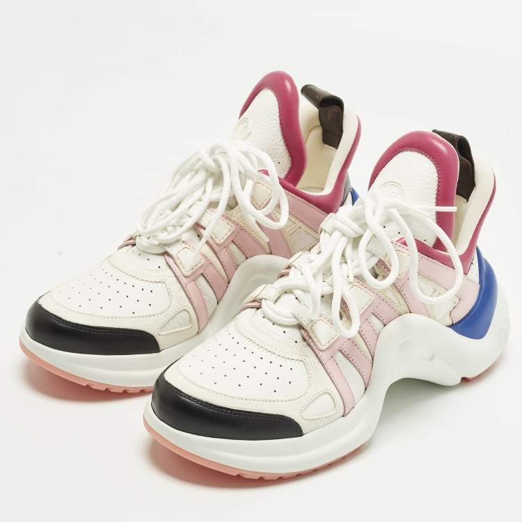 Pre Owned Louis Vuitton LV Archlight Size 38.5 Multicolor Leather and Suede Low Top Sneakers