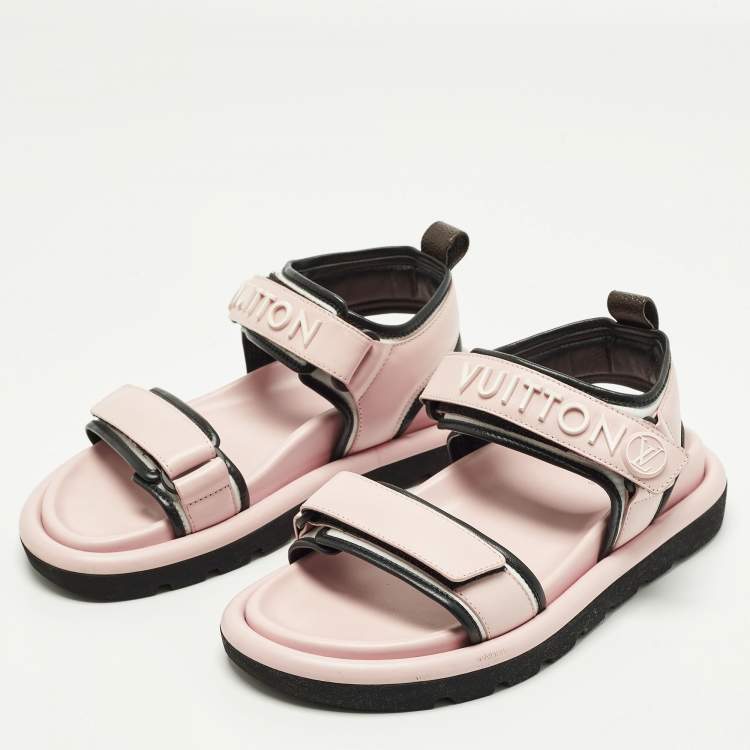 Pre Owned Louis Vuitton Pool Pillow Size 37 Pink Leather Flat Sandals