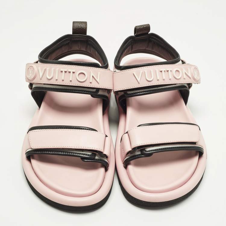 Pre Owned Louis Vuitton Pool Pillow Size 37 Pink Leather Flat Sandals