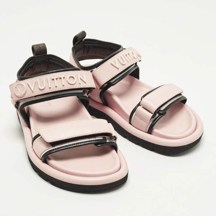 Pre Owned Louis Vuitton Pool Pillow Size 37 Pink Leather Flat Sandals