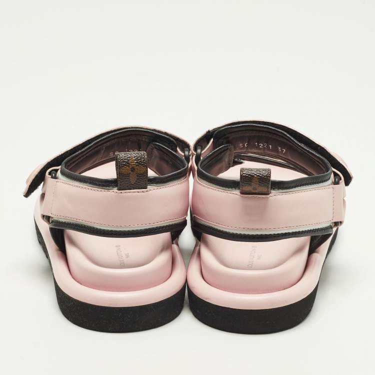 Pre Owned Louis Vuitton Pool Pillow Size 37 Pink Leather Flat Sandals