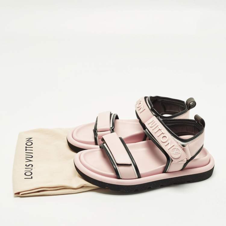 Pre Owned Louis Vuitton Pool Pillow Size 37 Pink Leather Flat Sandals