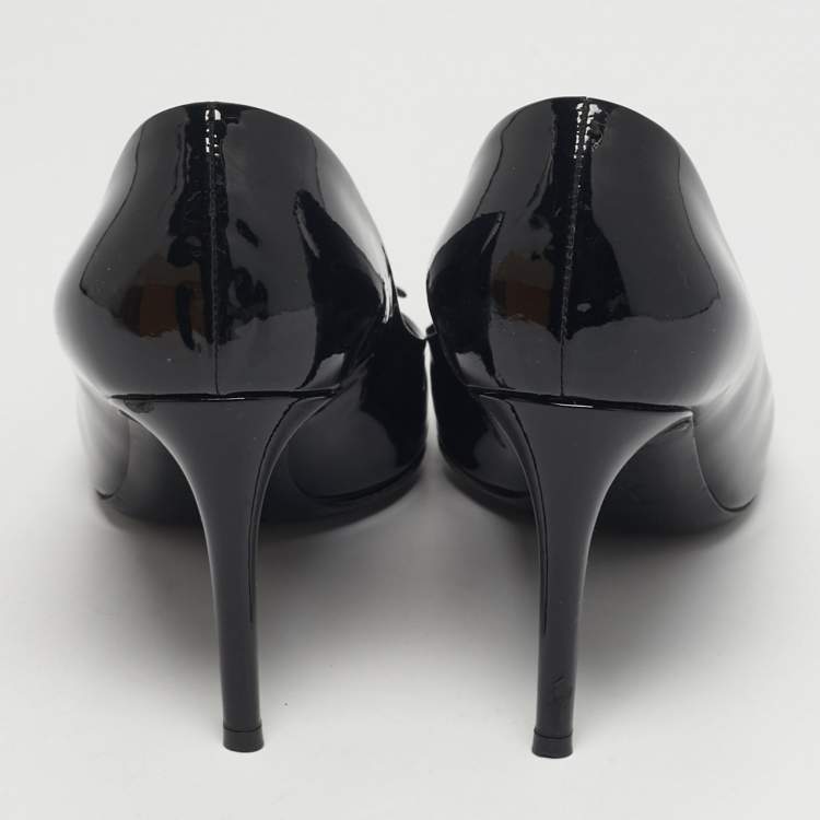 Pre Owned Louis Vuitton Fiance Size 38.5 Black Patent Leather Pumps