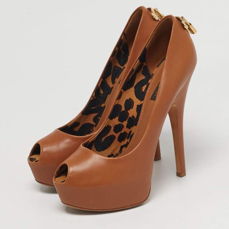 مملوكة مسبقًا Louis Vuitton Oh Really! Size 39 Brown Leather Platform Pumps