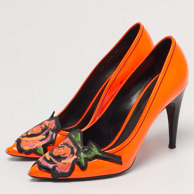 Pre Owned Louis Vuitton Savanna Stephen Sprouse Size 39 Orange Patent Leather Pumps