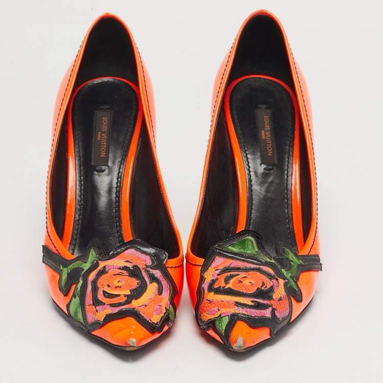 Pre Owned Louis Vuitton Savanna Stephen Sprouse Size 39 Orange Patent Leather Pumps