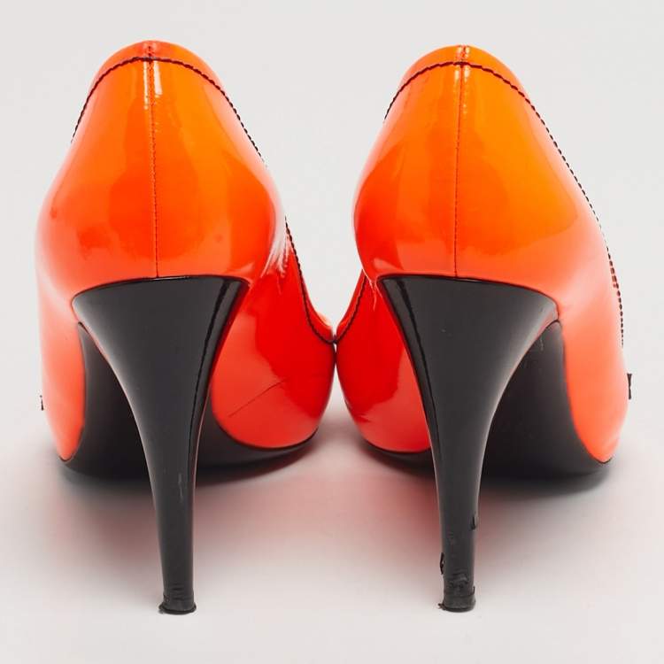 Pre Owned Louis Vuitton Savanna Stephen Sprouse Size 39 Orange Patent Leather Pumps
