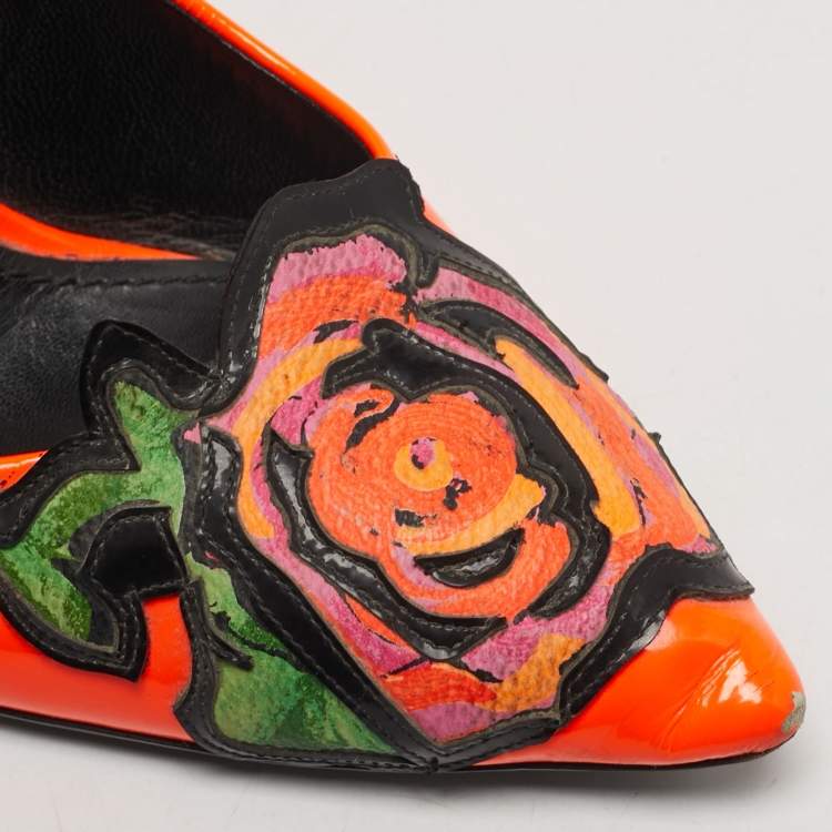 Pre Owned Louis Vuitton Savanna Stephen Sprouse Size 39 Orange Patent Leather Pumps