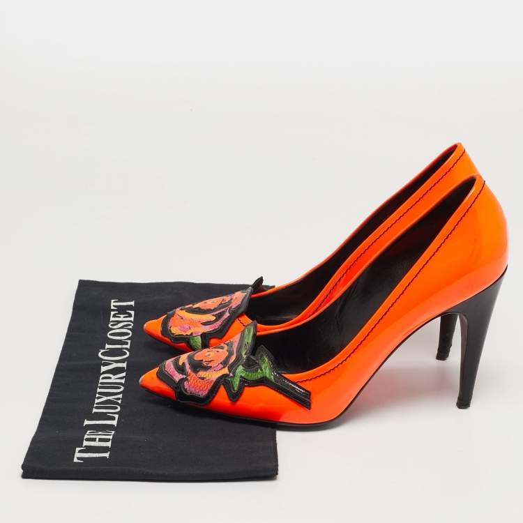 Pre Owned Louis Vuitton Savanna Stephen Sprouse Size 39 Orange Patent Leather Pumps