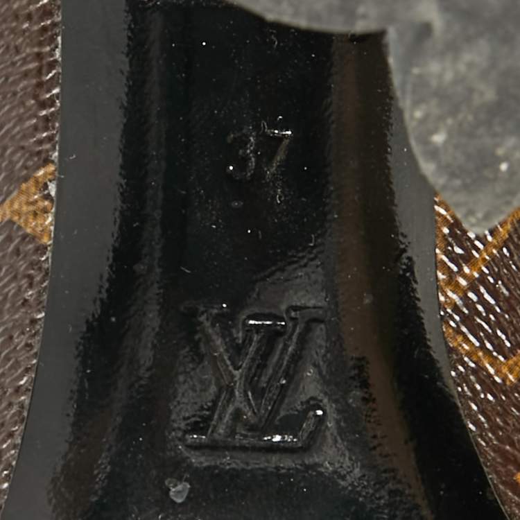 Pre Owned Louis Vuitton Size 37 Brown Monogram Canvas Ankle Length Boots