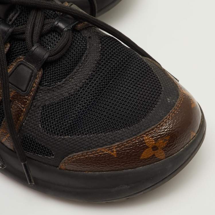 Pre Owned Louis Vuitton Archlight Size 37.5 Black Monogram Canvas and Mesh Lace Up Sneakers