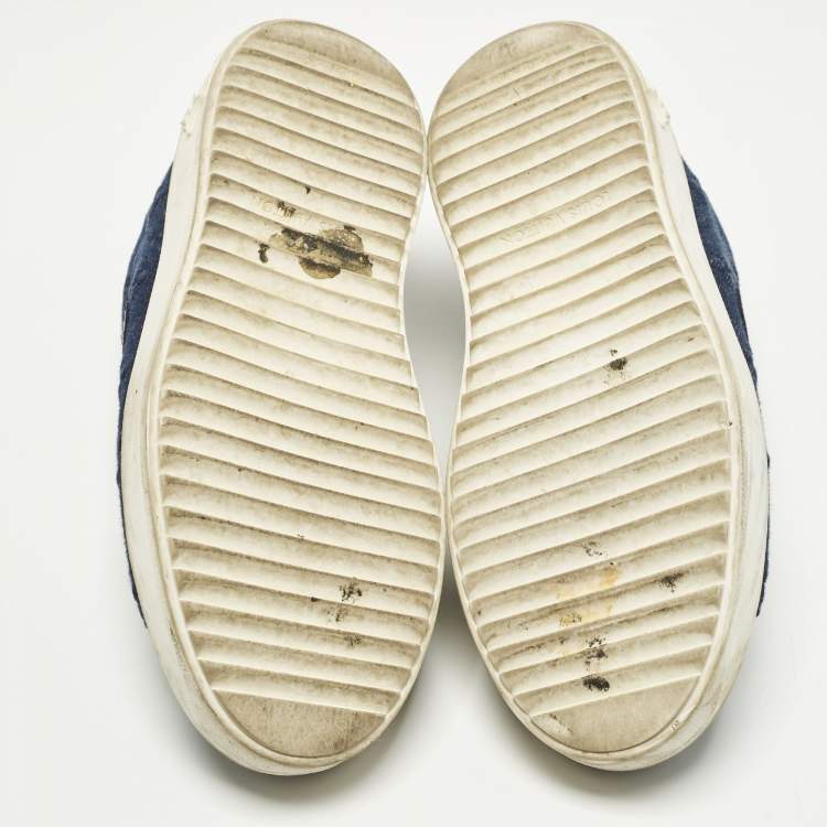 Pre Owned Louis Vuitton Time Out Size 39 Blue Denim Lace Up Sneakers