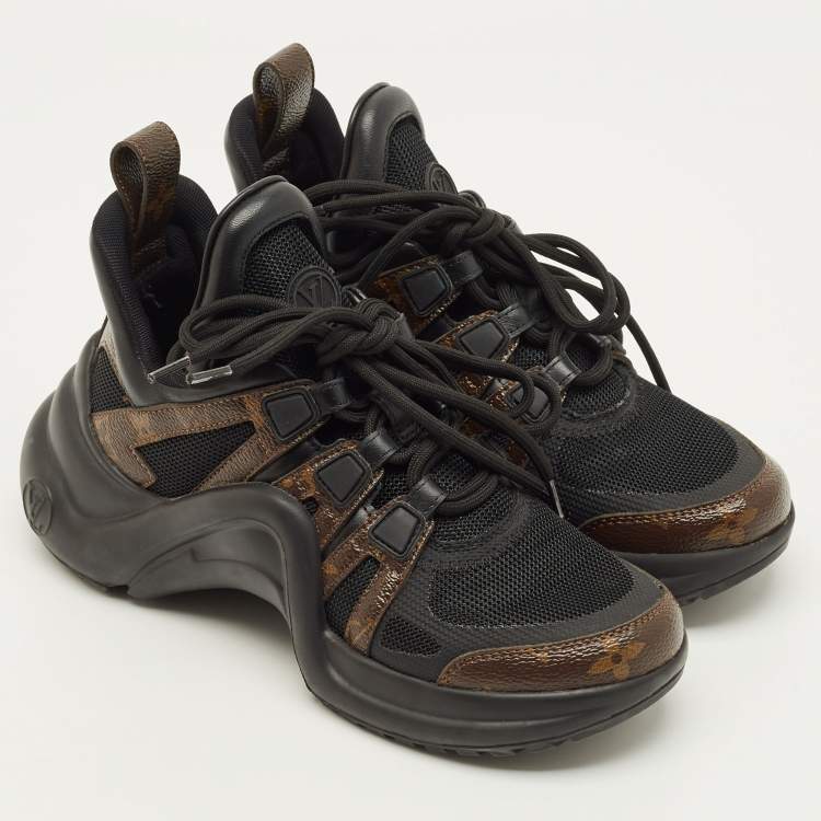 مملوكة مسبقًا حذاء رياضي لوي فيتون "ارشليت" جلد أسود وكانفاس مونوغرامي مقاس 36