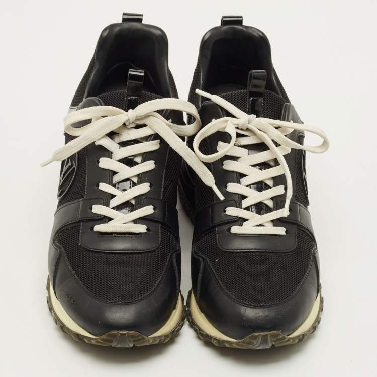 مملوكة مسبقًا حذاء رياضي لوي فيتون رن أواي جلد وشبك أسود برباط مقاس 38