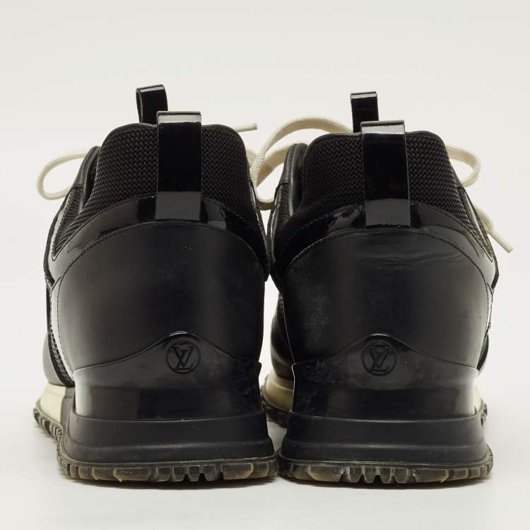 مملوكة مسبقًا حذاء رياضي لوي فيتون رن أواي جلد وشبك أسود برباط مقاس 38